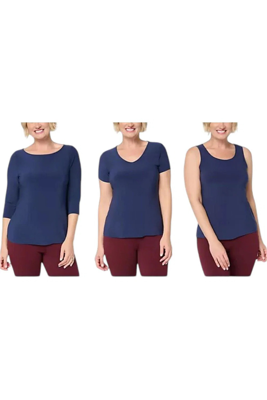 Women with Control Women's Trio 3-Pack of Knit Tops Navy - Regular